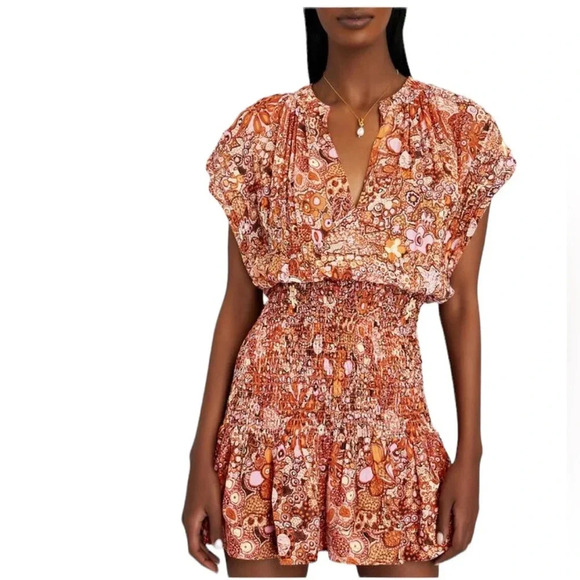 A.L.C. Silk Carly Floral Smocked Mini Dress Size 00 NWT - Picture 14 of 15